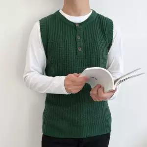 블레오 남자 헨리넥 와플 니트 조끼 DM2512161776