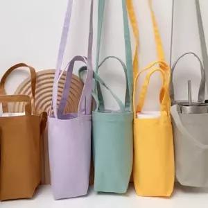 에코백 레인보우 드링크백 테이크아웃 컵홀더 텀블러백 캔버스