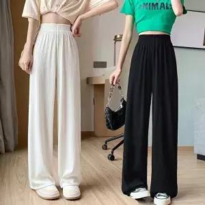 여자와이드밴딩바지 플리츠 여자 팬츠 쿨링 롱 주름 바지 시원한 냉감