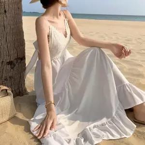 블레오 여자 니트탑 바캉스 화이트 롱 원피스 DM2512161282