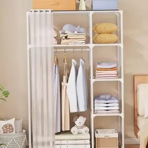 커튼형 옷장 이동식 커튼 드레스룸 조립식 옷장 행거 수납 1인용 보관함 오픈형 가림막 선반형 시스템