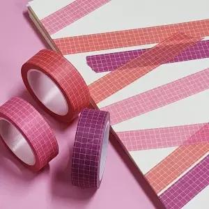 고품질 레드 마스킹 다이어리꾸미기 컬러 체크 테이프 다이어리꾸미기 다이어리데코 다꾸용품 WFI747F