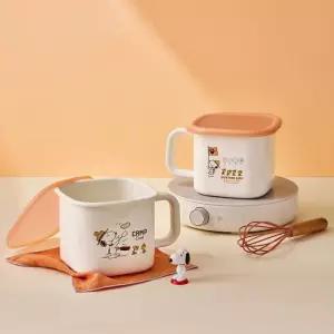 락앤락x피너츠 스누피 사각 냄비 1.5L 멜로우 IH 법랑 라면 그릇