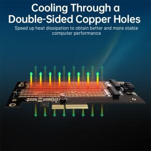 JEYI SK6 M.2 듀얼 PCIE 4.0 어댑터 NVMe / NGFF SSD (m 키) 및 SATA x4 X8 X16 슬롯