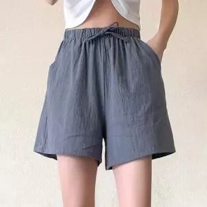 통 넓은 3부 밴딩 반바지 밴딩반바지