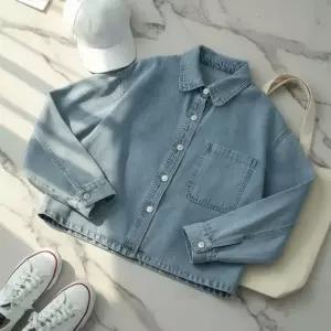여성 루즈핏 면혼합 데님 간절기 자켓