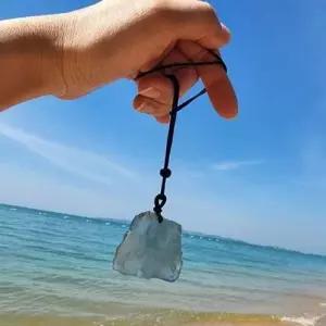 아쿠아 매듭 펜던트 루스 천연 스톤 끈 목걸이 마린 WD2B4A5