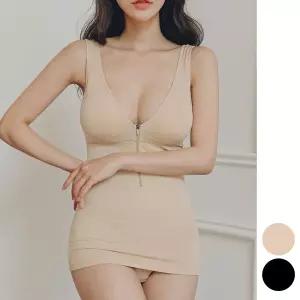 [시즌오프] 지퍼브라탑 슬림핏 볼륨업 보정나시