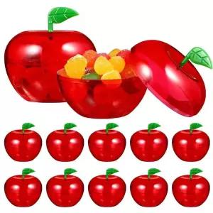 5/10pcs 애플 컨테이너 백설 공주 장식 플라스틱 쿠키 항아리 레드 애플 컨테이너 사탕 상자 사과 선물 파