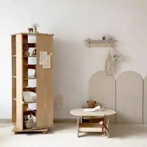 [보리보리/맘스보드]러버 레브라운드 4단 회전책장 (완조립) / 유아책장 회전책장