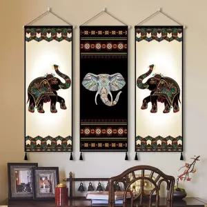 벽장식 코끼리 족자 태피스트리 족자봉 그림