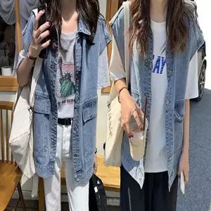 여성데님 여자 루즈핏 청조끼 데님 베스트 레이어드 청 쪼끼