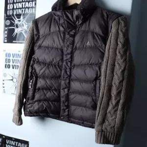 (L)빈폴 패딩 점퍼자켓 부분니트 덕다운 브라운 분리가능90