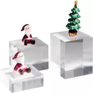 KCGANI 클리어 폴리싱 아크릴 큐브 사진 소품 엣지 블록 디스플레이 베이스 라이저 수집품 피규어 화장품용