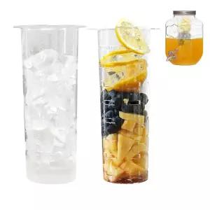 1갤런 음료 디스펜서용 과일 인퓨저 및 아이스 실린더 메이슨 병 유리 피처 용기 티 레모네이드 인퓨즈드