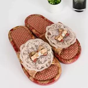 미끄럼방지 쿠션 꽃무늬 플라워 면 슬리퍼 층간 소음 방지 실내화