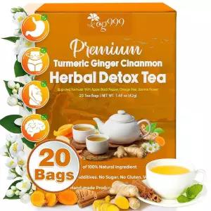 TOG999 프리미엄 15온스 진저 강황 시나몬 루즈 리프 허브 티 - 품질의 향신료 블렌드 카페인 프리 비유전