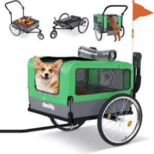 데클리 4in1 반려견 자전거 트레일러 - 최대 88파운드 무게의 부착 부드러운 롤링 휠 유모차 반려견용
