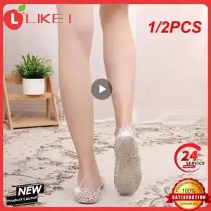 낚시신발 여성용 투명 젤리 신발 플라스틱 메쉬 플랫 할로우 아웃 소녀 샌들 Sapatos 1 개 2 신제품