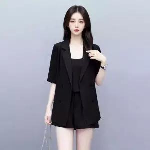 블레오 여자 5부 자켓 끈나시 뒷밴딩 3부 반바지 3세트 DM251106