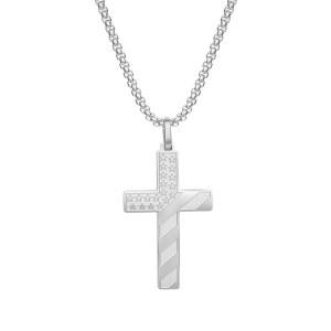 에드포스 스테인리스 스틸 아메리칸 플래그 크로스 펜던트 목걸이