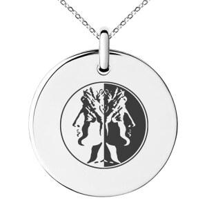 티오니어 스테인리스 스틸 야누스 그리스 신의 시작 상징 작은 메달리온 서클 참 펜던트 목걸이