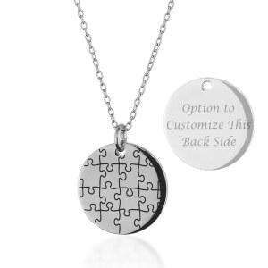 돌체오로 커스텀 자폐 목걸이, 인식 퍼즐 주얼리, 개인 맞춤형 316L 스테인리스 스틸