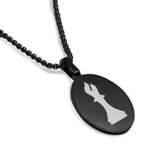 컴포트 존 스튜디오 스테인리스 스틸 체스 피스 타원 메달리온 펜던트 목걸이