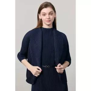 [요이츠] 와이드 숄카라 오픈 플리츠 가디건_YJ02WNPJK01