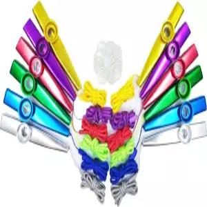 파타임 18Pcs 메탈 카조스와 랜야드 20Pcs 카조 플루트 다이어프램 악기 에게 좋은 선물 우쿨렐레 바이올린