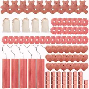 옷 보관용 100Pk 시더 블록 반지 옷걸이 나무 곰볼 주머니 사랑 큐브 나비 옷장 필수품