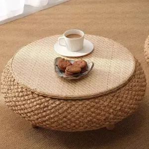 라탄 좌식 테이블 낮은 세트 원형 티테이블 원목 거실 미니