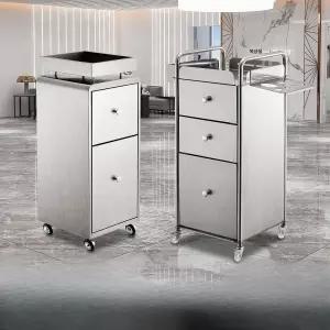 미용실 츄레이 다기능 5단 트레이 웨건 원목 스테인레스 스텐 이동식