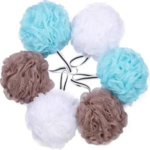 목욕 루파 샤워 스펀지 파우치 바디 스크러버 각질 제거제 볼 (6개 세트)