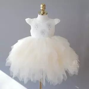 [보리보리/도담도담]반팔 스팽글 비비나 아이보리 아동 여아 유아 화동 돌 드레스