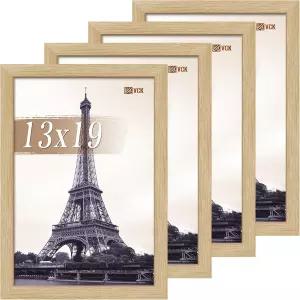 VCK 13x19 그림 프레임 세트 4 - 오크 갤러리 품질의 목재 포스터 1.1인치 와이드 보더 광택 플렉시글라스