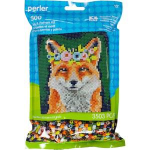 펄러 비즈 플로럴 폭스 패턴 & 퓨즈 비드 키트, 10인치 X 11인치, 3503Pc