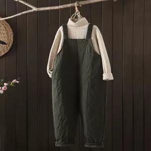 패딩 멜빵바지 솜바지 겨울 팬츠 누빔 보온 여성용 멜빵