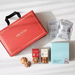 줄리 선물세트 - 버터 수제쿠키 + 원두 드립백 커피 / 쇼핑백 일체형 선물용 디저트 간식 연말 새해 설날