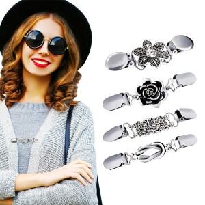 카디건 목도리 셔츠 칼라에 대 한 1PC 빈티지 오리 입 진주 클립  여성 파란색 된 브로치 쥬얼리 액세서리