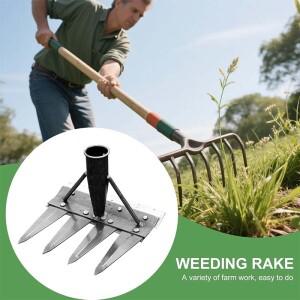 23457 Teeth Garden Rakes Weeding Tool Hand Agricultural Nail Harrow Metal Effortless Soil Turning Fa