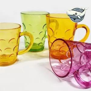 물방울 디자인 손잡이컵 쥬스 잔 유아 플라스틱 물방울 손잡이컵 소 대 물컵 플라스틱잔