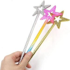 마술 도구 키트 별 지팡이 마술봉 공주 천사 황금 실버 요정 코스튬 생일 파티 결혼식 1개