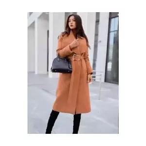 여자 모직 코트 추동 긴팔 브이넥 레이스업 빅사이즈 ST4