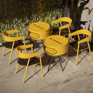 드럼통테이블 수납 테이블 깡통의자 A세트 의자 노란색 철제
