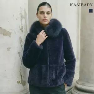 카시바디 폭스 퍼 카라 울 무스탕 자켓1147017