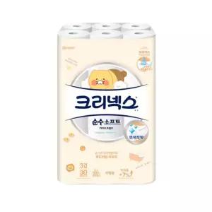 크리넥스 천연펄프 3겹 순수소프트 카카오 30m 30롤 1개