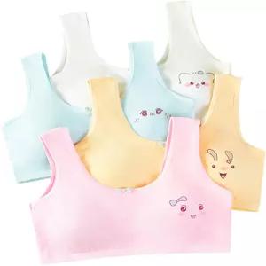 소녀 트레이닝 브라 카미솔 세트 코튼 컴포트 스포츠 브라렛 화이트 핑크 블루 초등학생 4팩