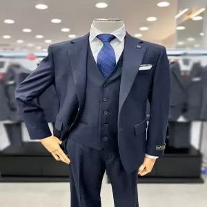 남자 기본핏 울 캐시미어 블렌디드 블랙 네이비 정장 양복 조끼 베스트 세트 쓰리피스 3피스 정장 410DJK