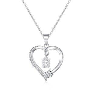 로마반 발렌타인데이 선물 - 스털링 실버 이니셜 하트 펜던트 목걸이, 여성 및 소녀를 위한 우아한 보석, 여자친구, 아내, 생일 선물을 받은 어머니를 상자 완벽한